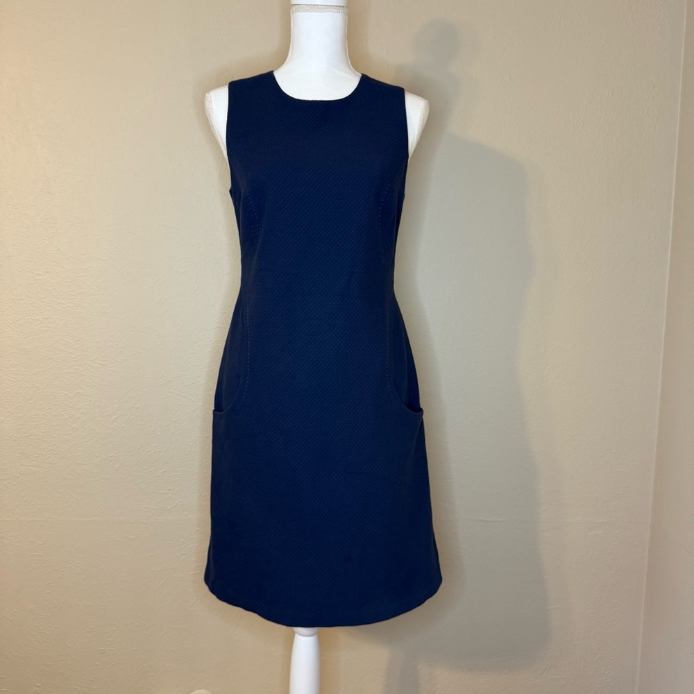 J. McLaughlin Navy Textured Midi Dress